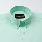Dezore Mint Plain Button Down Cotton Shirt - John Ellies