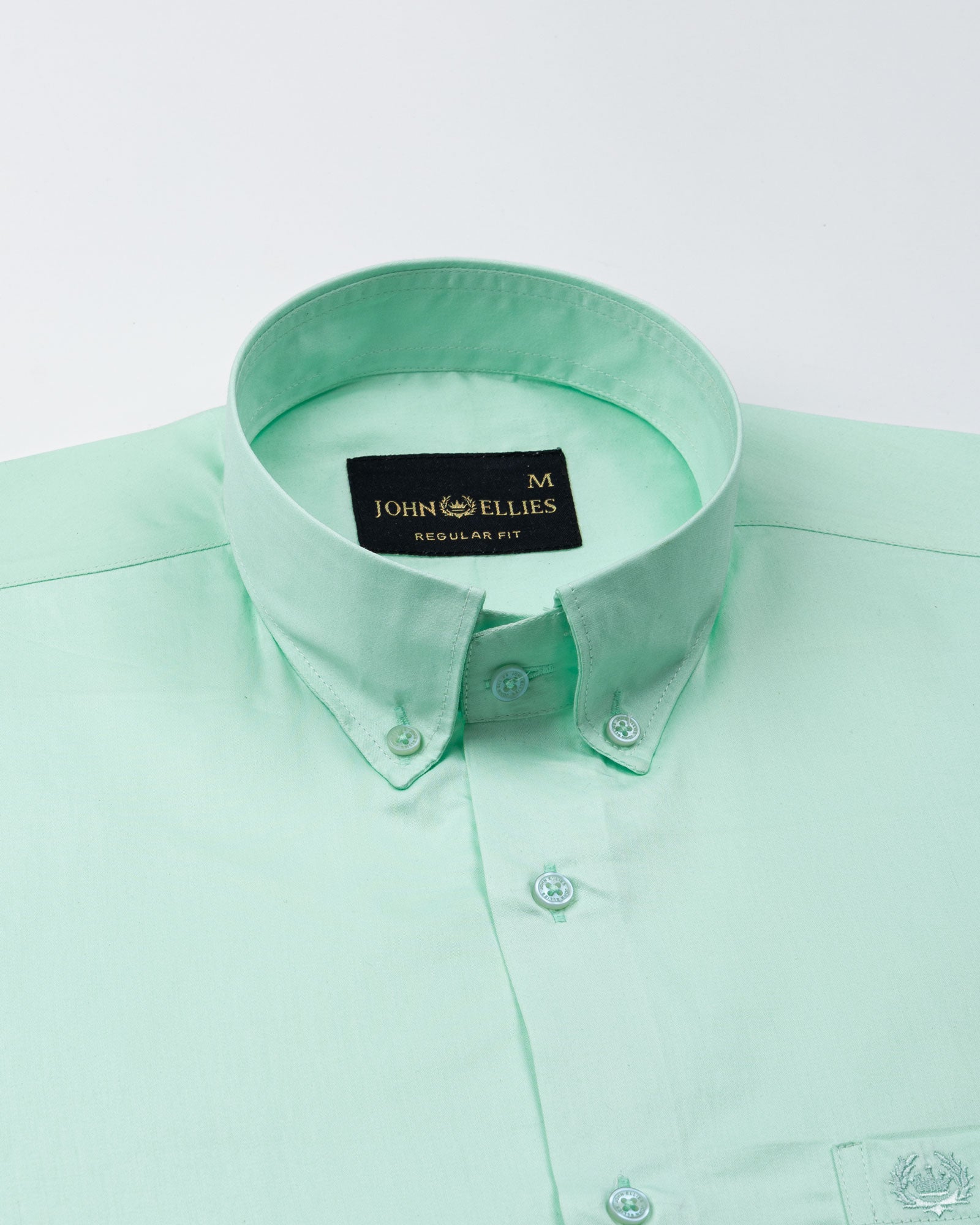Dezore Mint Plain Button Down Cotton Shirt - John Ellies