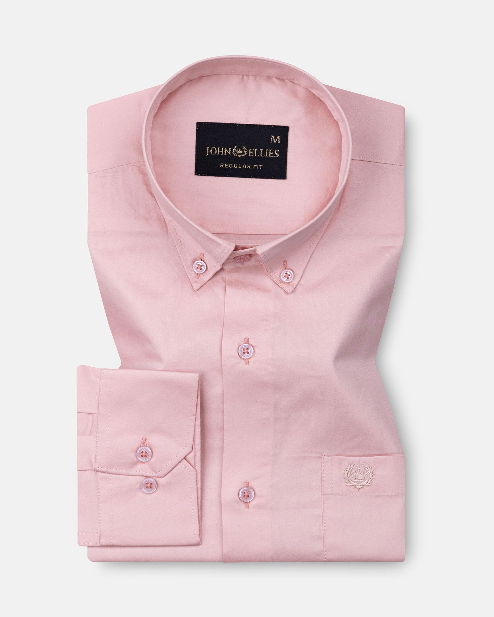 Dezore Peach Plain Button Down Cotton Shirt - John Ellies