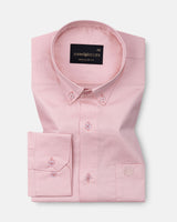 Dezore Peach Plain Button Down Cotton Shirt