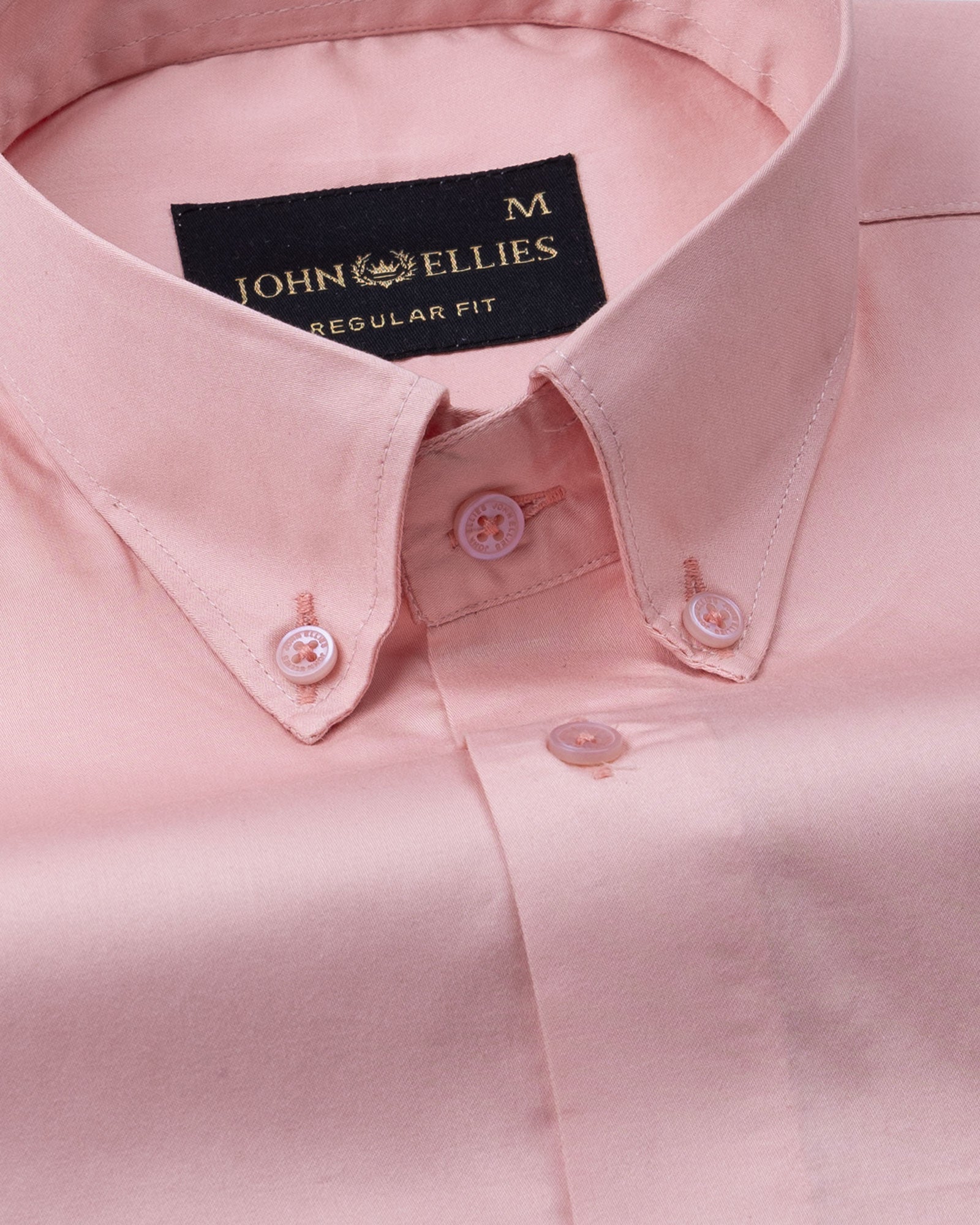 Dezore Peach Plain Button Down Cotton Shirt - John Ellies