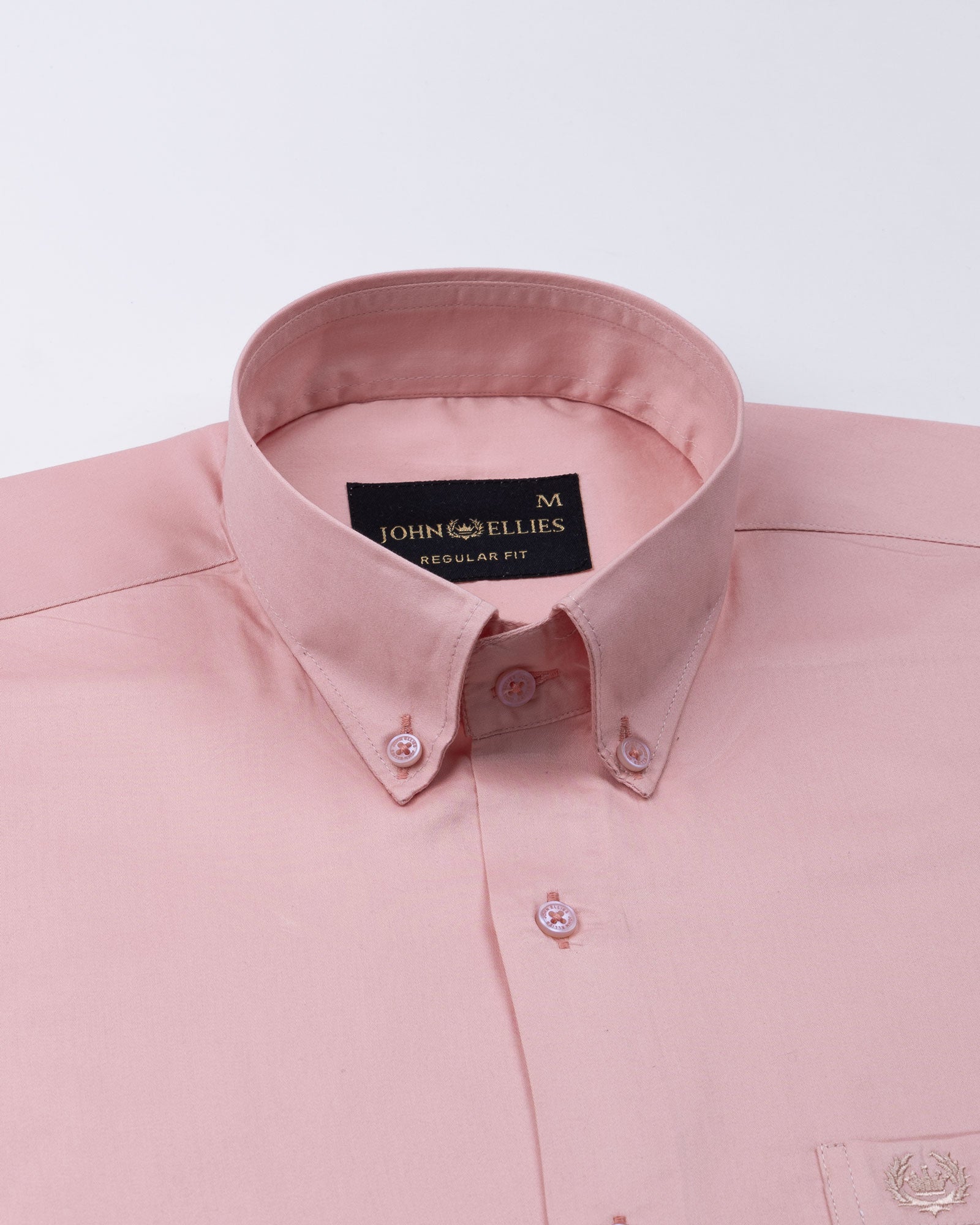 Dezore Peach Plain Button Down Cotton Shirt - John Ellies