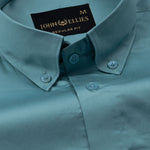 Dezore Teal Plain Button Down Cotton Shirt - John Ellies