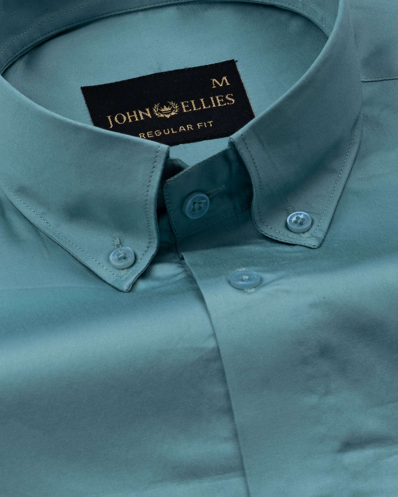 Dezore Teal Plain Button Down Cotton Shirt - John Ellies
