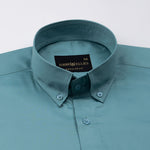 Dezore Teal Plain Button Down Cotton Shirt - John Ellies