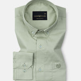 Dezore Olive Plain Button Down Cotton Shirt - John Ellies
