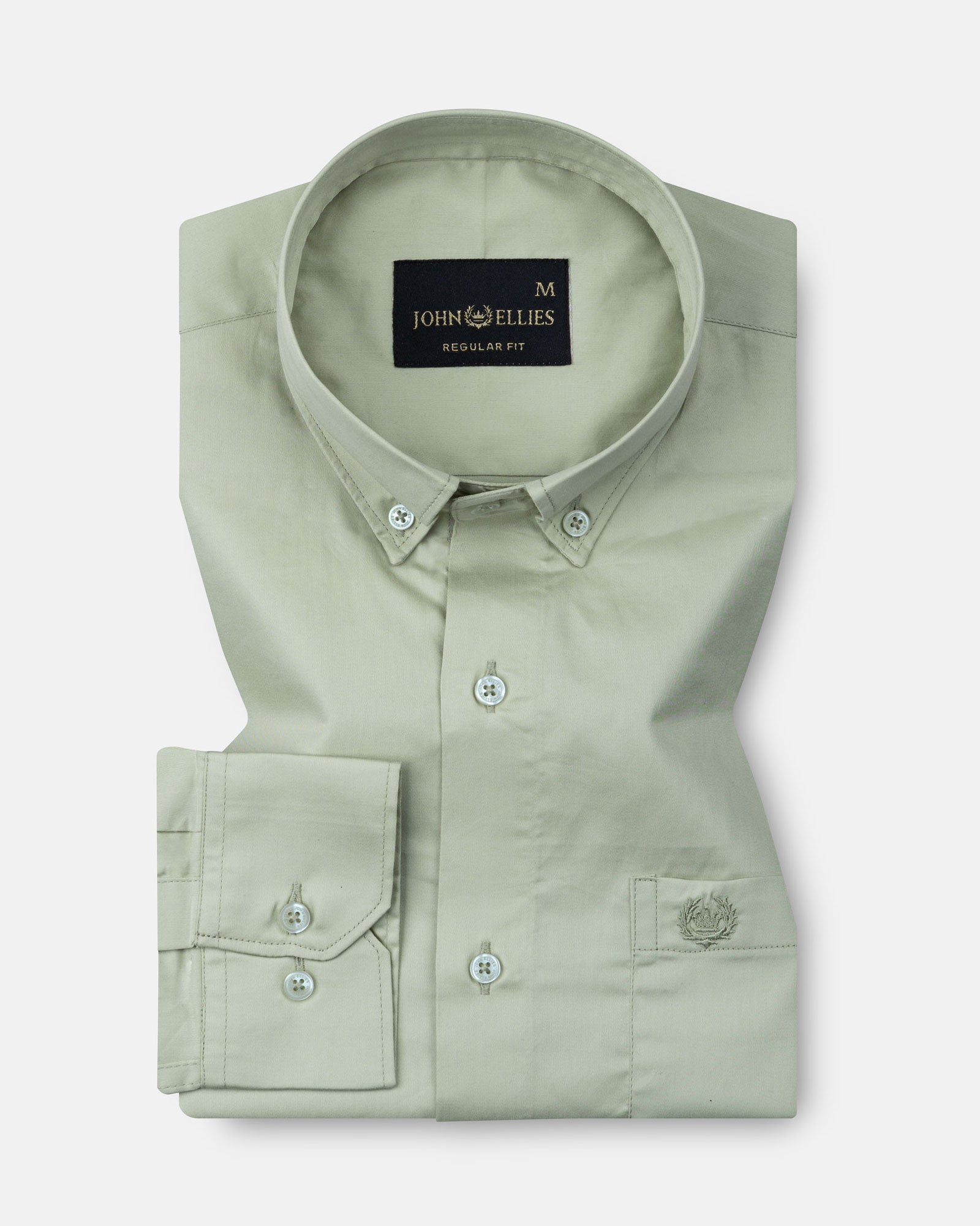 Dezore Olive Plain Button Down Cotton Shirt - John Ellies