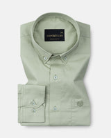 Dezore Olive Plain Button Down Cotton Shirt