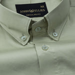 Dezore Olive Plain Button Down Cotton Shirt - John Ellies