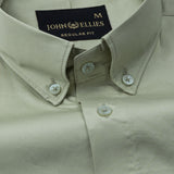 Dezore Olive Plain Button Down Cotton Shirt - John Ellies