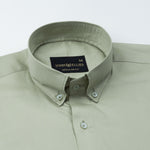 Dezore Olive Plain Button Down Cotton Shirt - John Ellies
