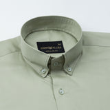 Dezore Olive Plain Button Down Cotton Shirt - John Ellies