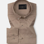 Dezore Brown Plain Button Down Cotton Shirt - John Ellies