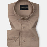 Dezore Brown Plain Button Down Cotton Shirt - John Ellies