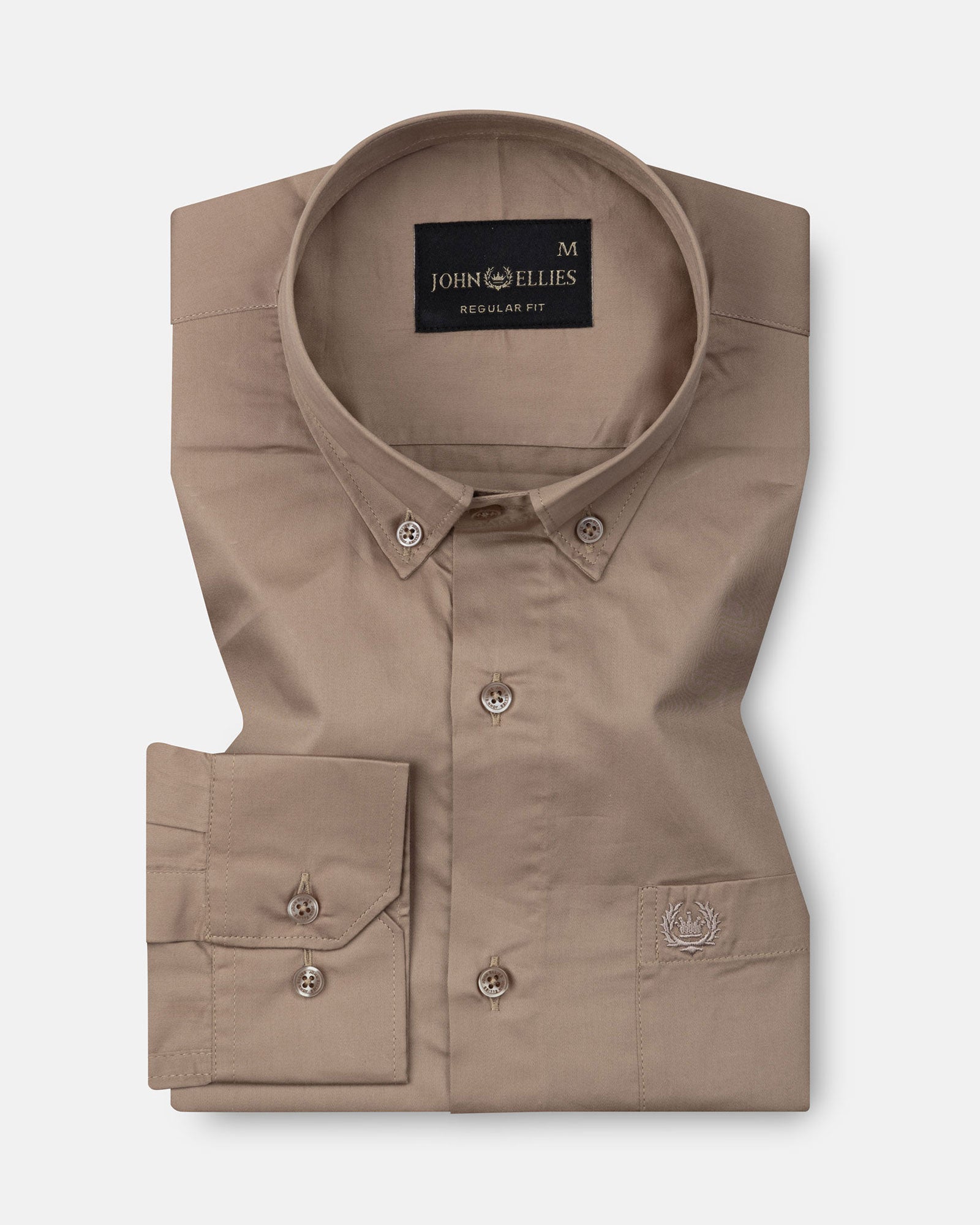 Dezore Brown Plain Button Down Cotton Shirt - John Ellies