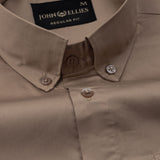 Dezore Brown Plain Button Down Cotton Shirt - John Ellies