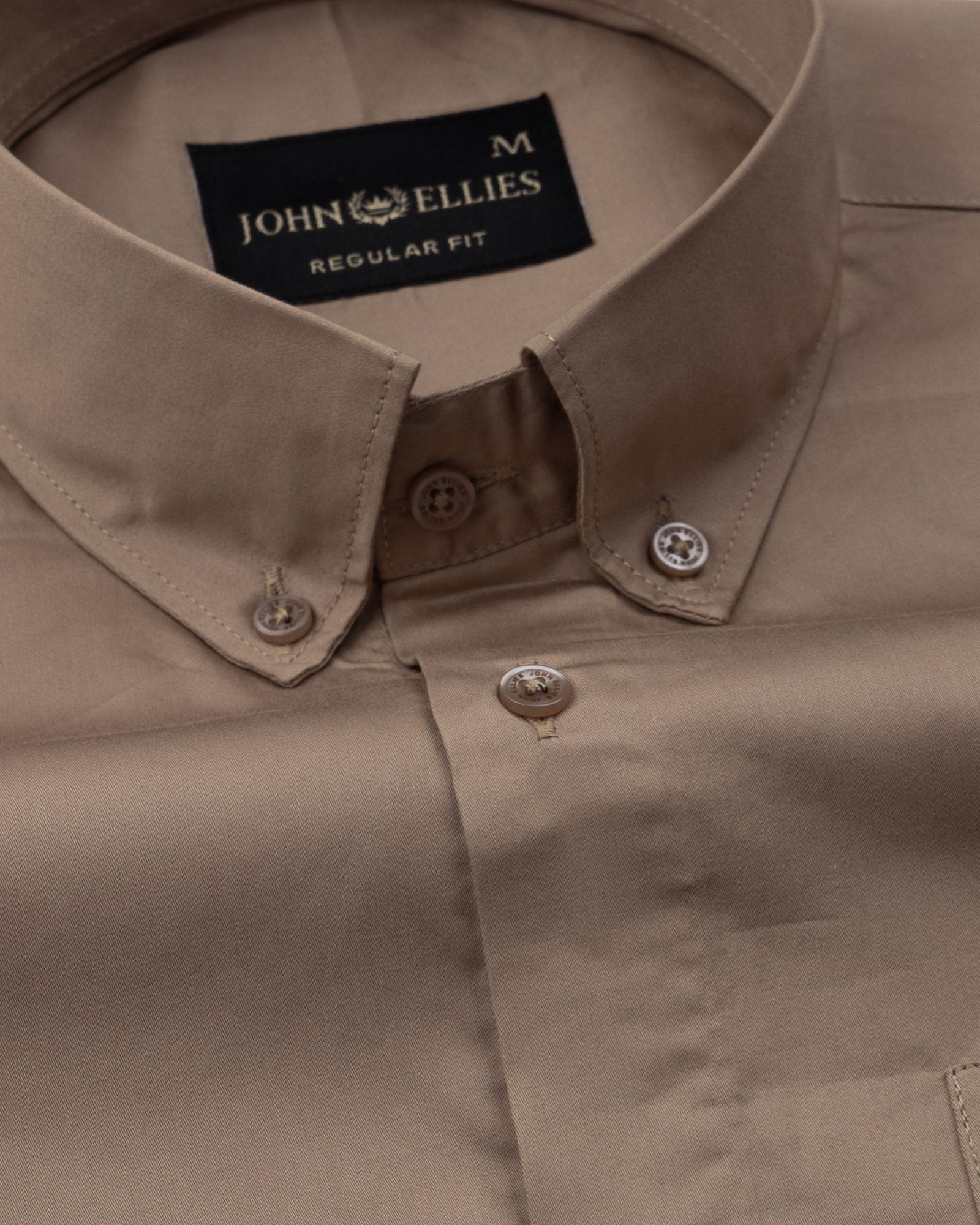 Dezore Brown Plain Button Down Cotton Shirt - John Ellies