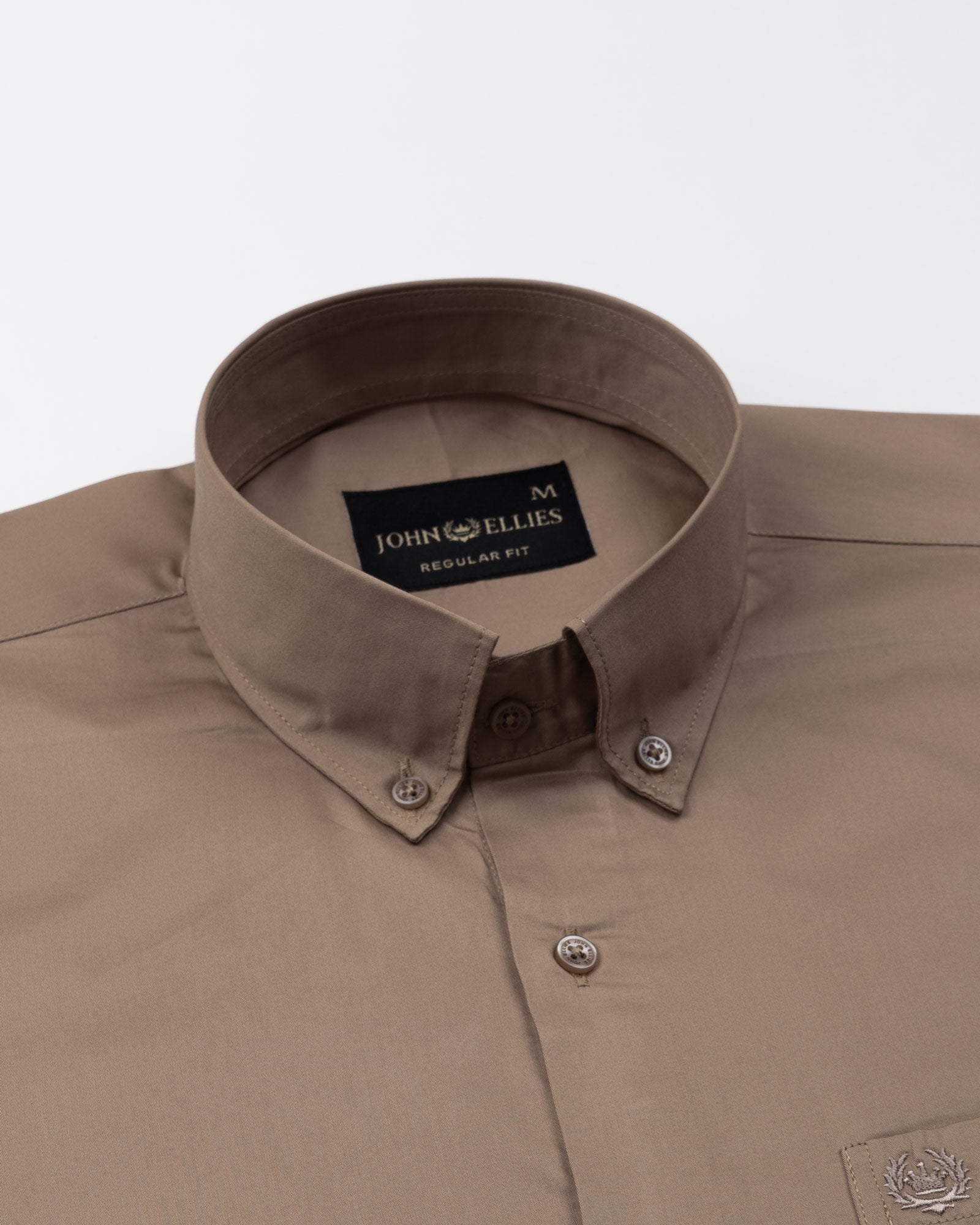 Dezore Brown Plain Button Down Cotton Shirt - John Ellies