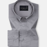 Dezore Silver Plain Button Down Cotton Shirt - John Ellies