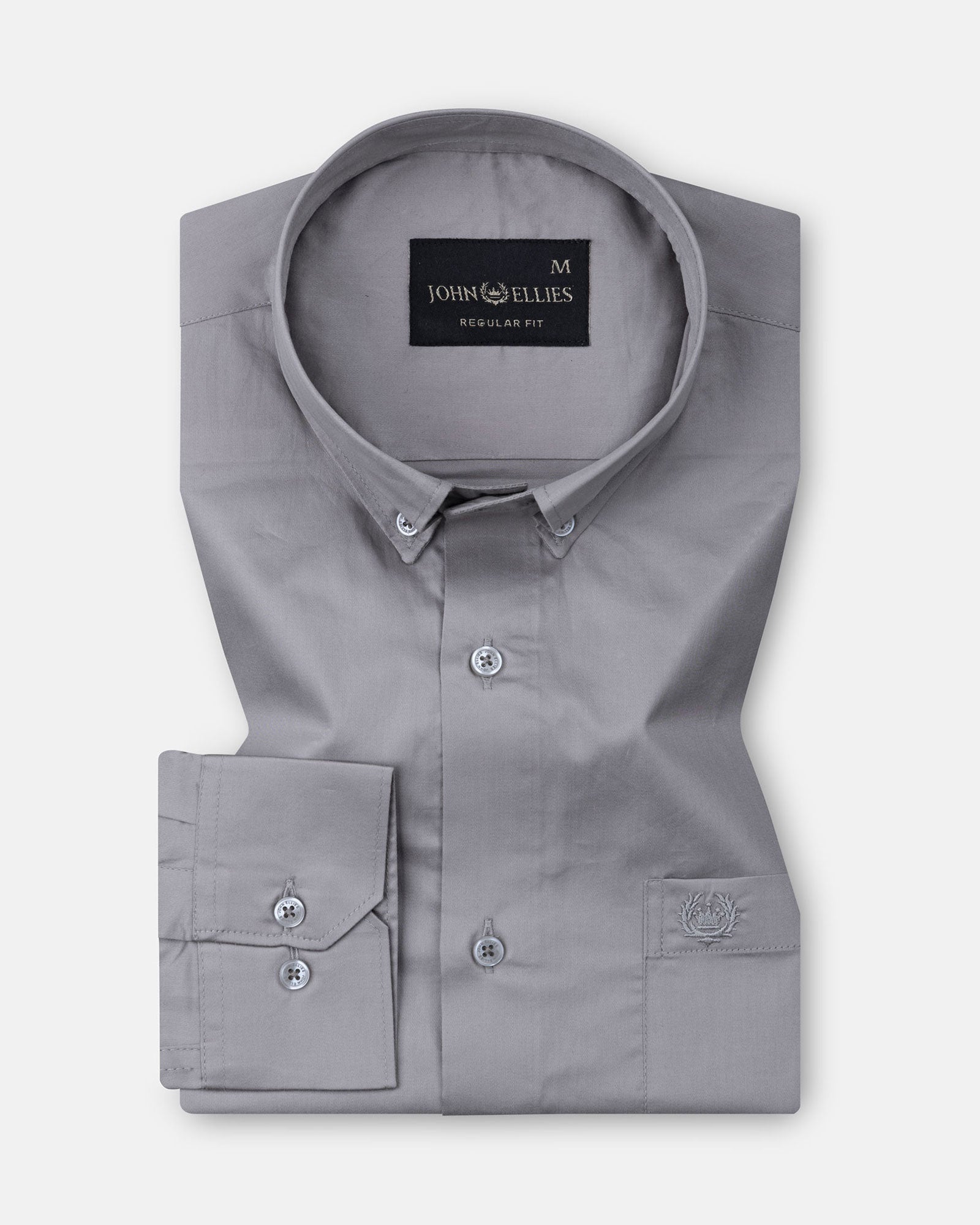 Dezore Silver Plain Button Down Cotton Shirt - John Ellies