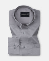 Dezore Silver Plain Button Down Cotton Shirt