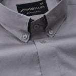 Dezore Silver Plain Button Down Cotton Shirt - John Ellies