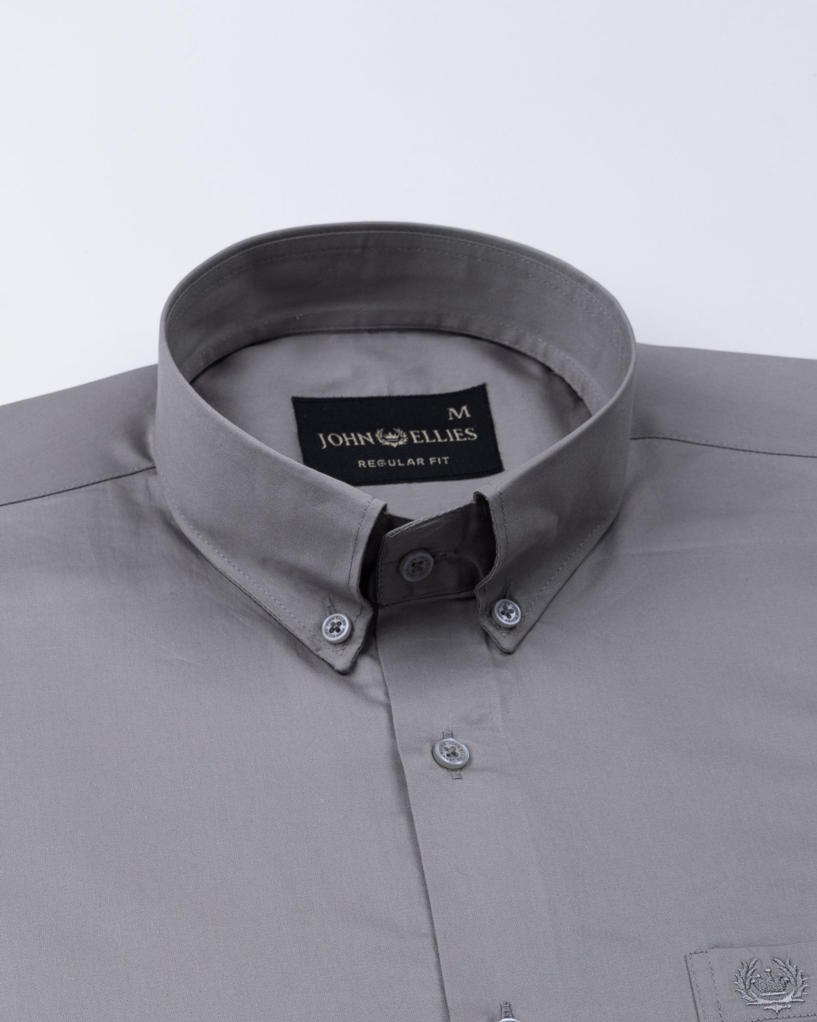 Dezore Silver Plain Button Down Cotton Shirt - John Ellies