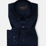 Dezore Navy Blue Plain Button Down Cotton Shirt - John Ellies