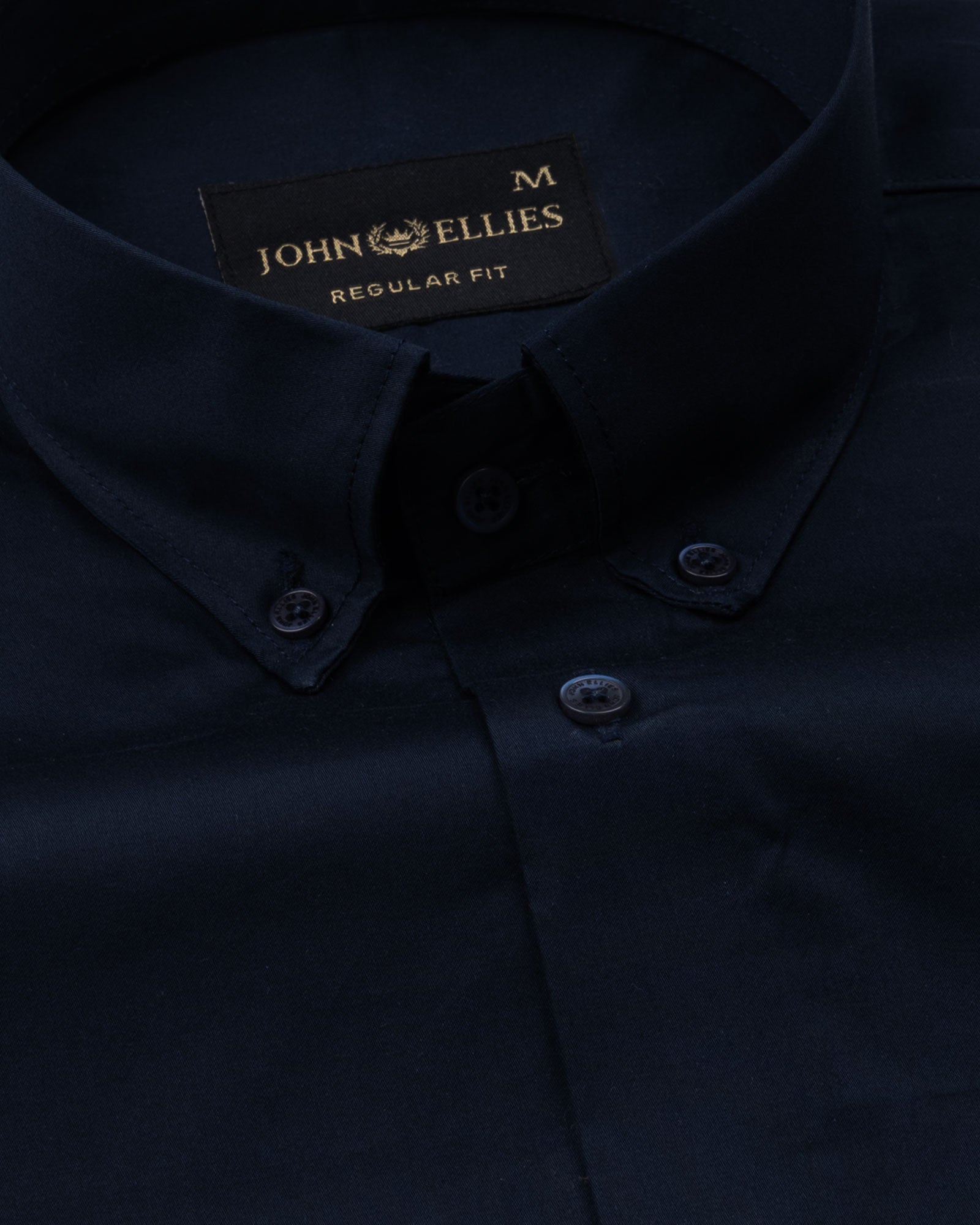 Dezore Navy Blue Plain Button Down Cotton Shirt - John Ellies