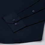 Dezore Navy Blue Plain Button Down Cotton Shirt - John Ellies
