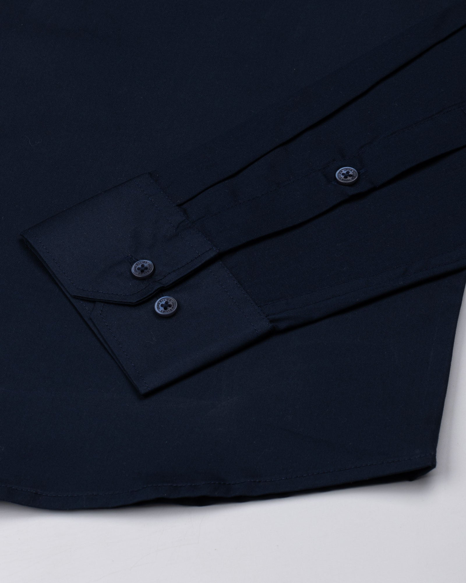 Dezore Navy Blue Plain Button Down Cotton Shirt - John Ellies