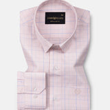 Pralog Peach Check Cotton Shirt - John Ellies