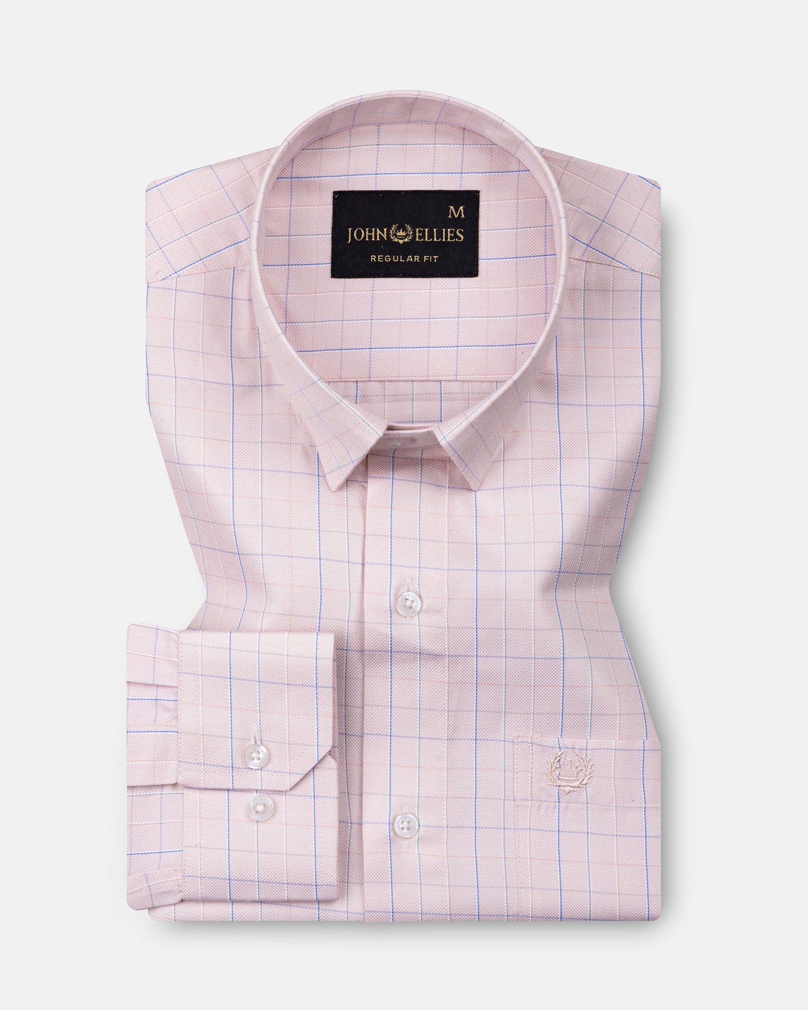 Pralog Peach Check Cotton Shirt - John Ellies
