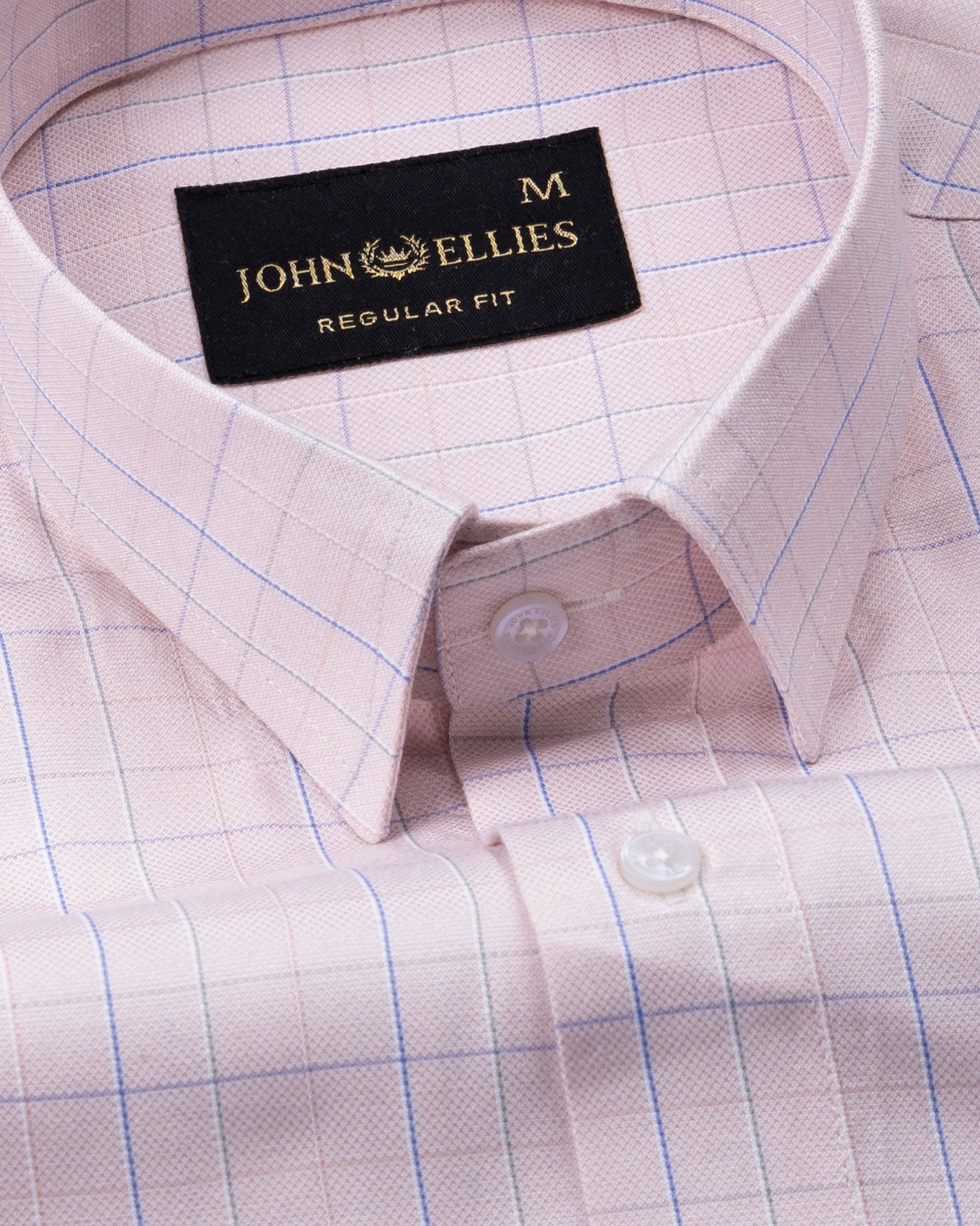 Pralog Peach Check Cotton Shirt - John Ellies