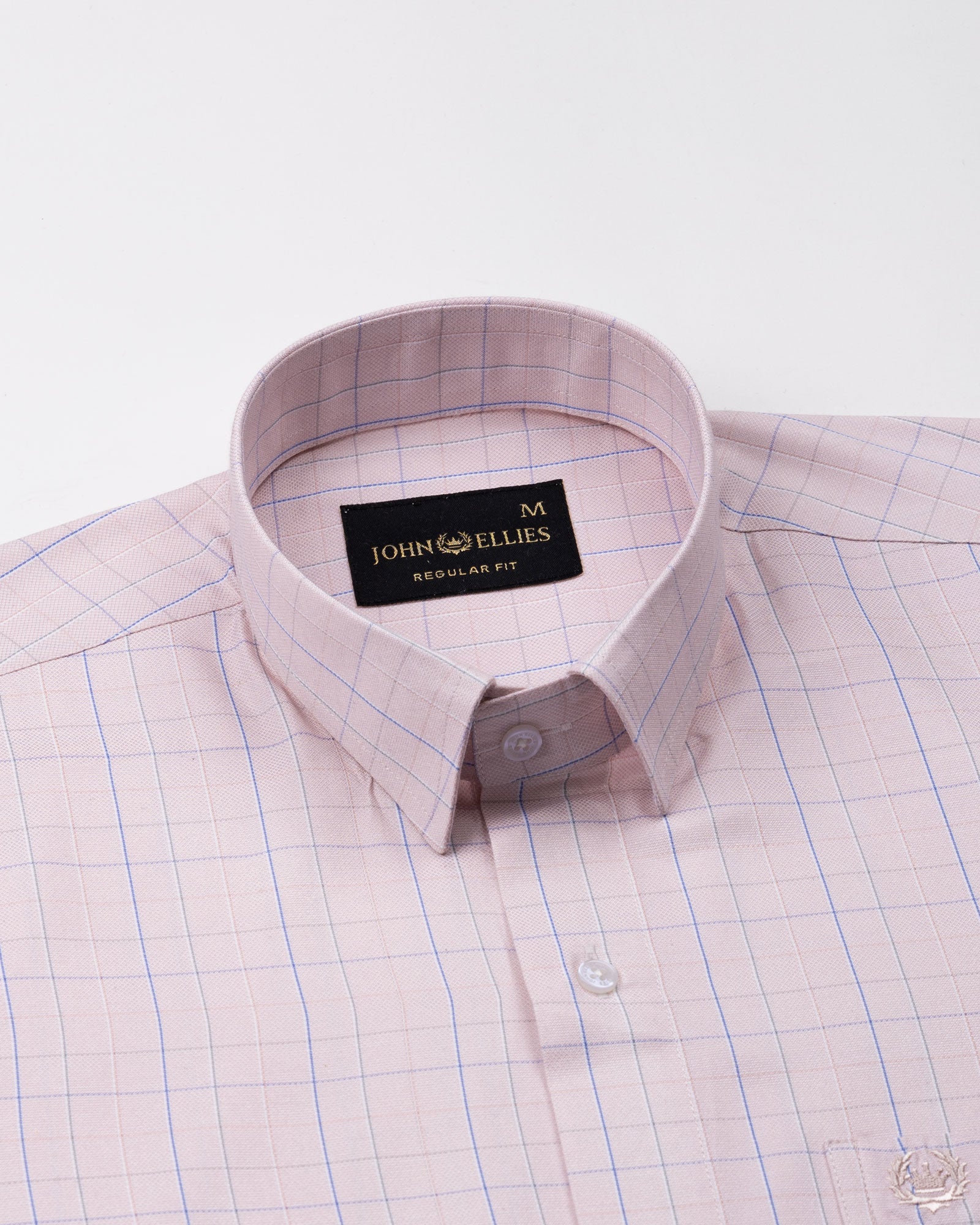 Pralog Peach Check Cotton Shirt - John Ellies