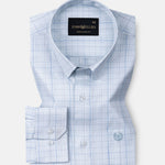 Pralog Ice Blue Check Cotton Shirt - John Ellies