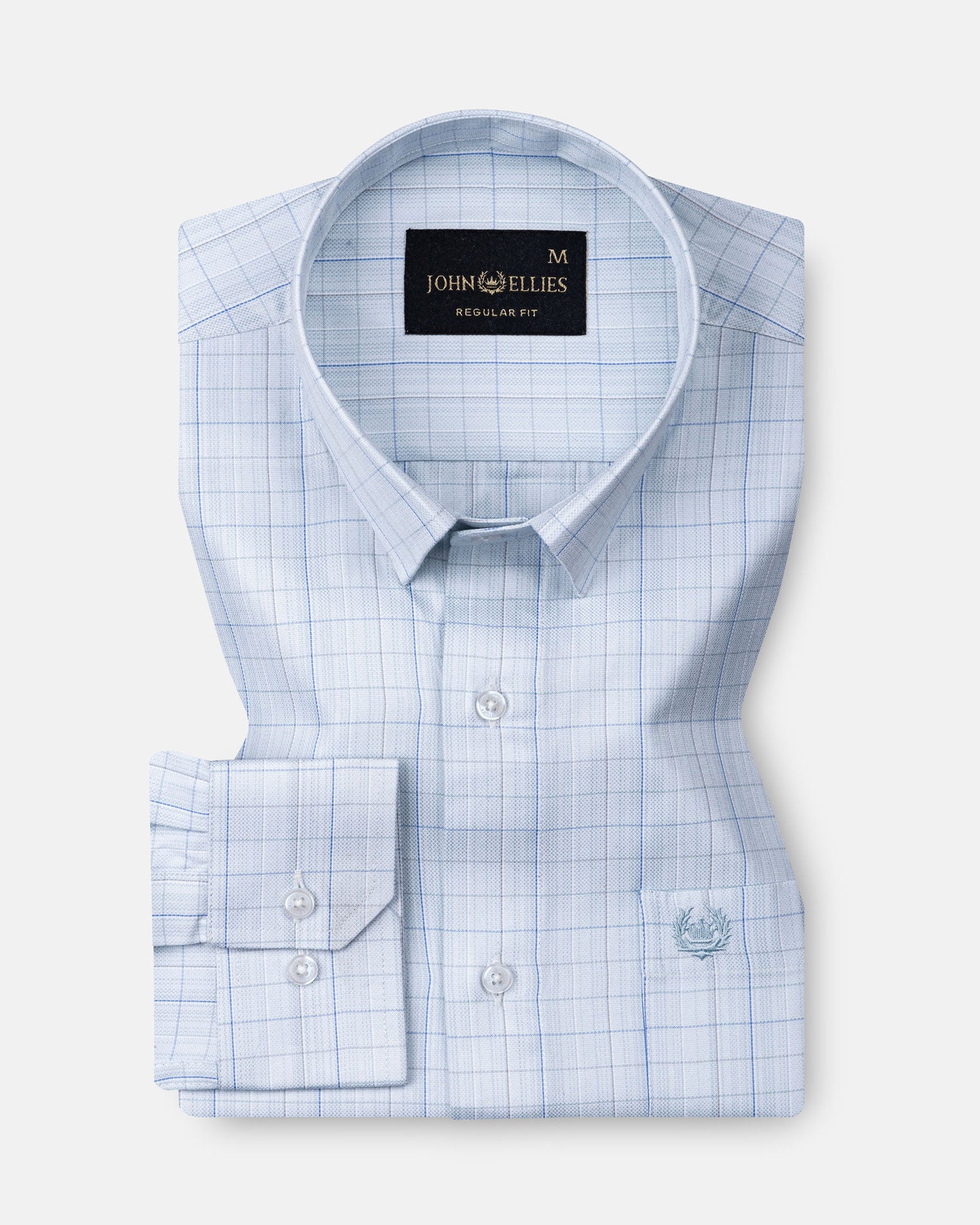 Pralog Ice Blue Check Cotton Shirt - John Ellies