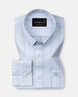 Pralog Ice Blue Check Cotton Shirt