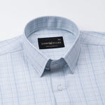 Pralog Ice Blue Check Cotton Shirt - John Ellies