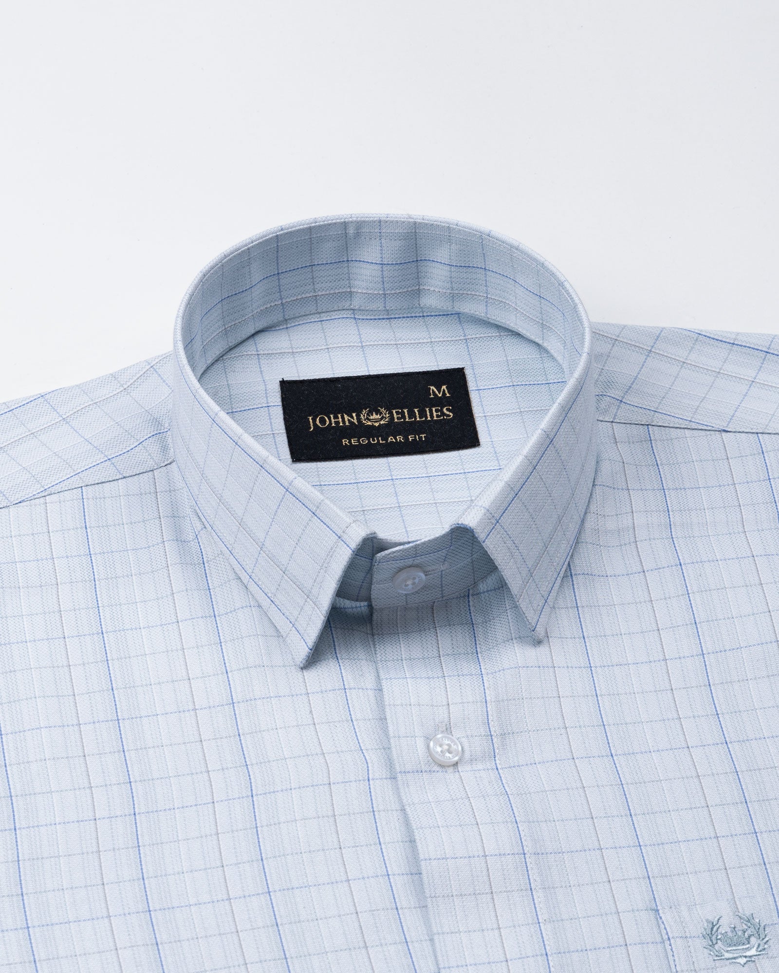 Pralog Ice Blue Check Cotton Shirt - John Ellies