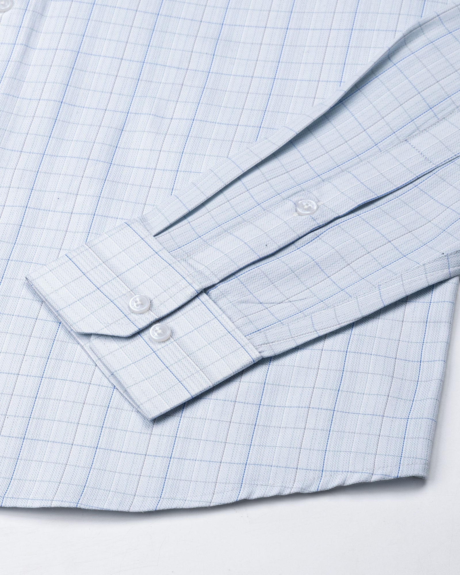 Pralog Ice Blue Check Cotton Shirt - John Ellies
