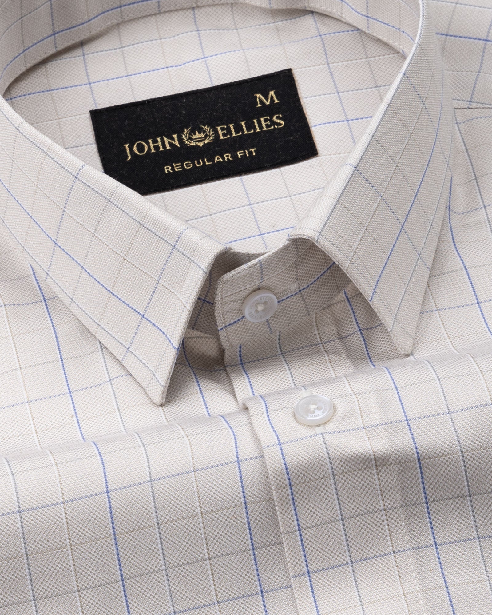 Pralog Cream Check Cotton Shirt - John Ellies