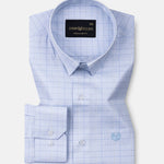 Pralog Sky Blue Check Cotton Shirt - John Ellies