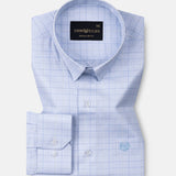 Pralog Sky Blue Check Cotton Shirt - John Ellies