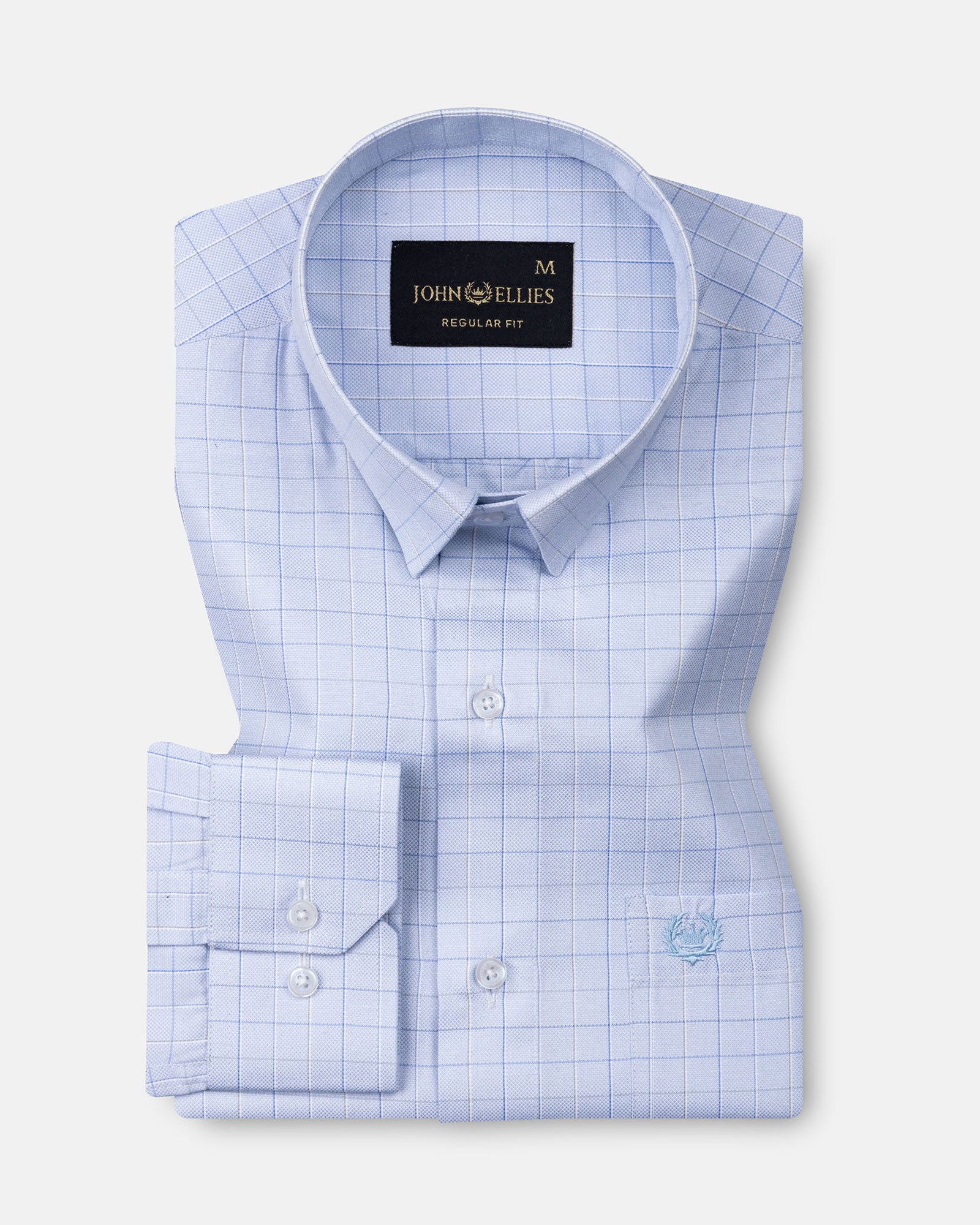 Pralog Sky Blue Check Cotton Shirt - John Ellies
