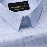 Pralog Sky Blue Check Cotton Shirt - John Ellies