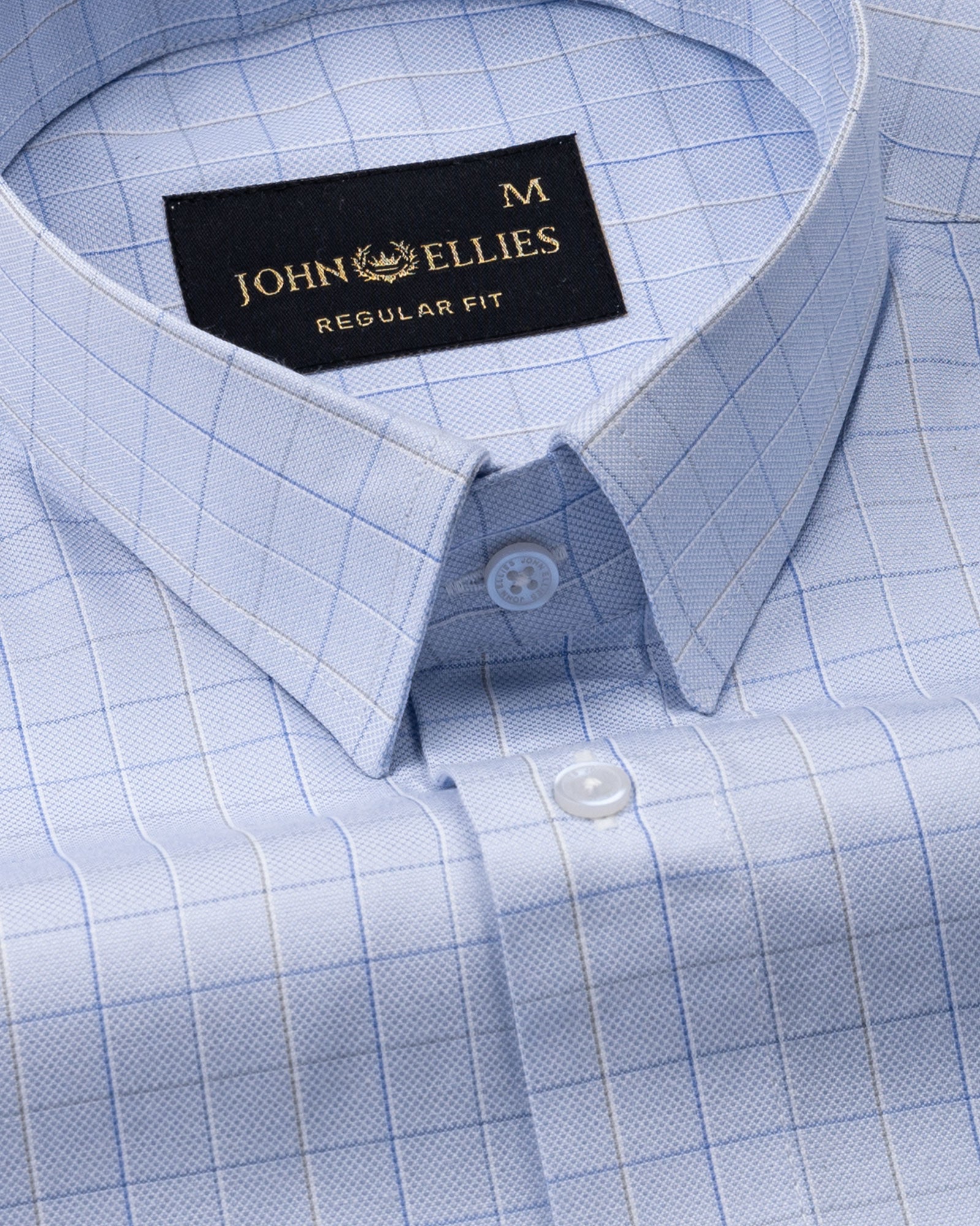 Pralog Sky Blue Check Cotton Shirt - John Ellies