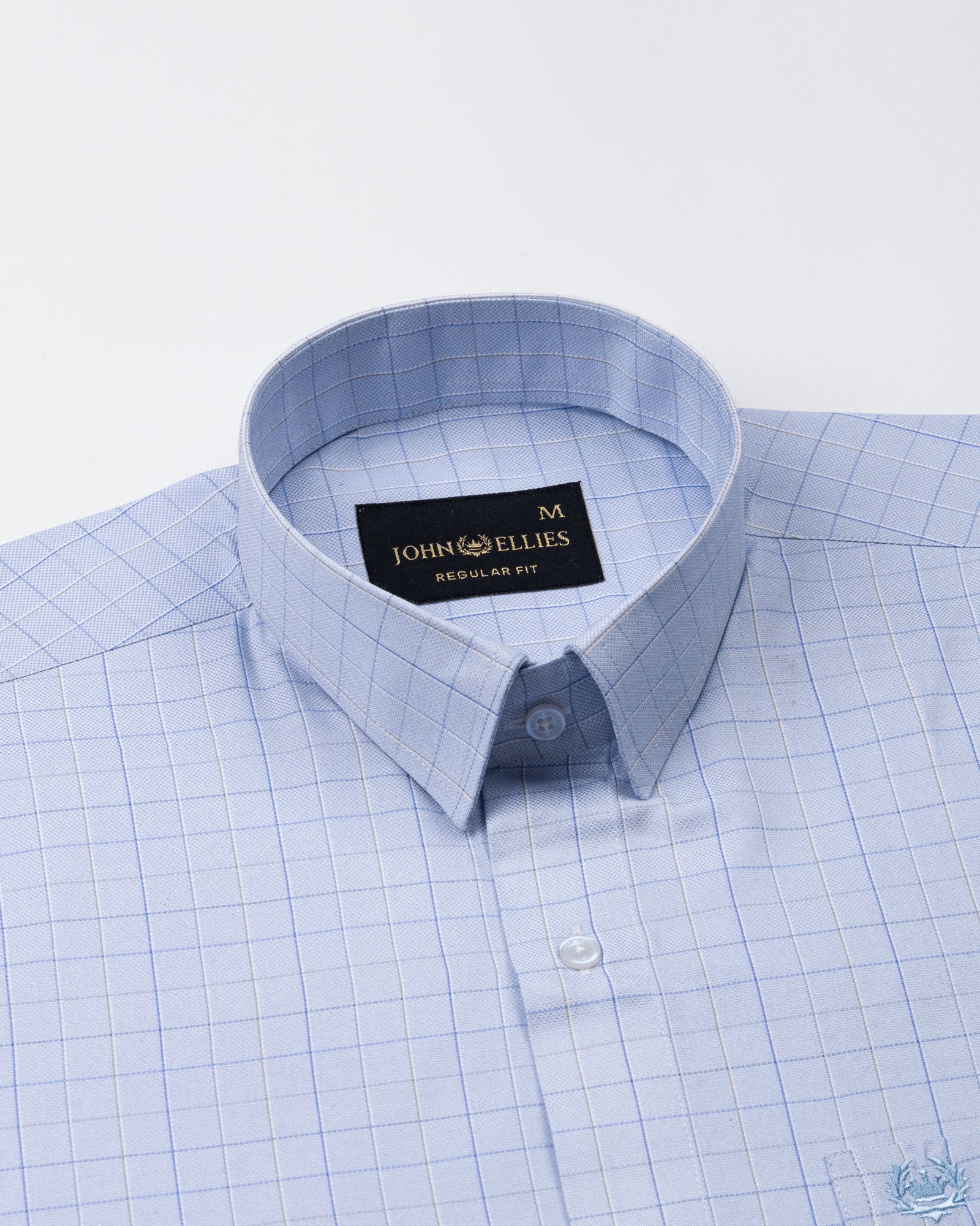 Pralog Sky Blue Check Cotton Shirt - John Ellies