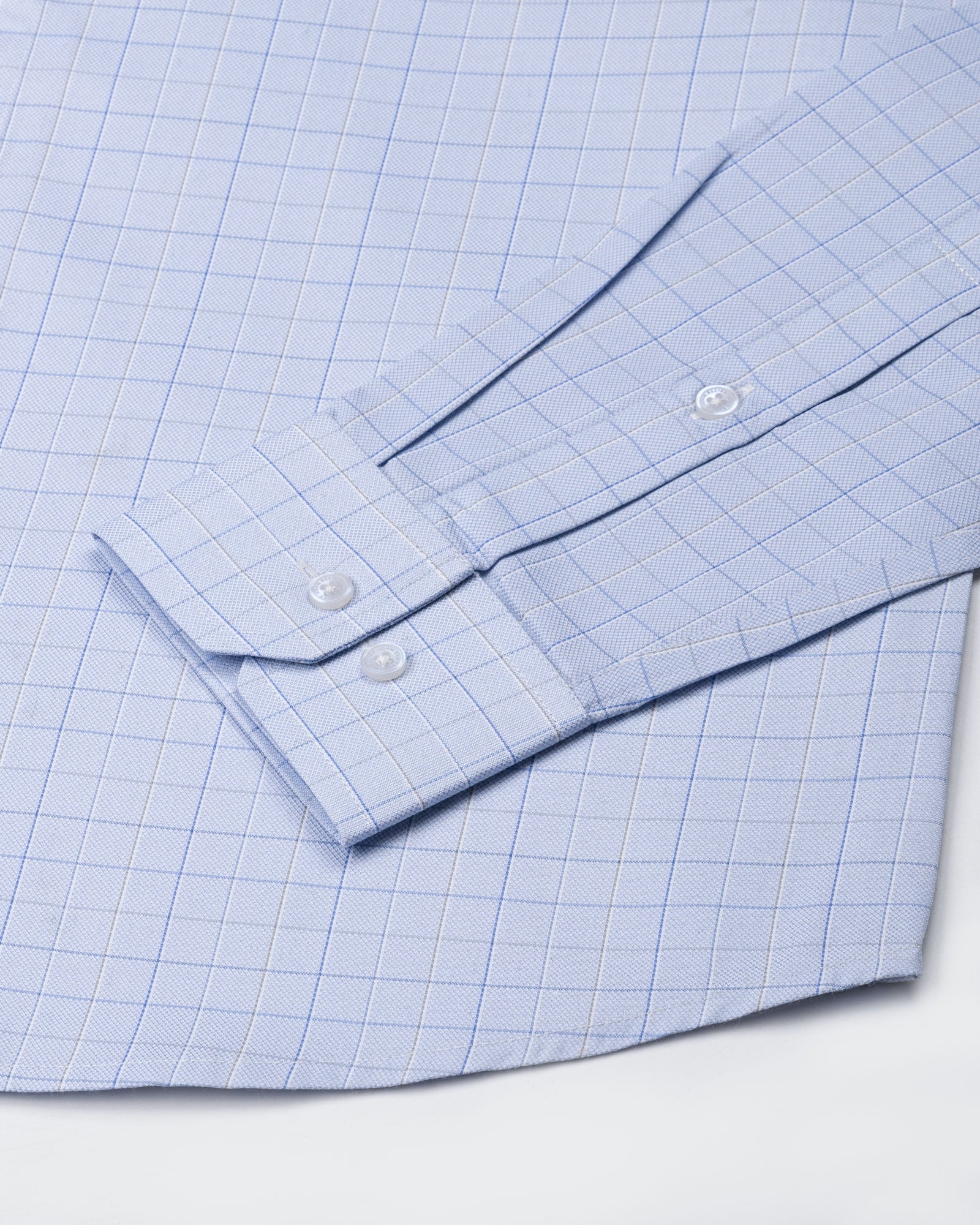 Pralog Sky Blue Check Cotton Shirt - John Ellies