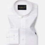 Dastiny White Plain Mandarin Luxurious Linen Shirt - John Ellies